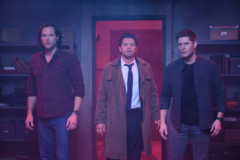 SUPERNATURAL, Jared Padalecki, Misha Collins, Jensen Ackles in 'Jack in the Box', (Season 14, Episode 1419, aired April 18, 2019), ph: Diyah Pera / The CW / Courtesy Everett Collection