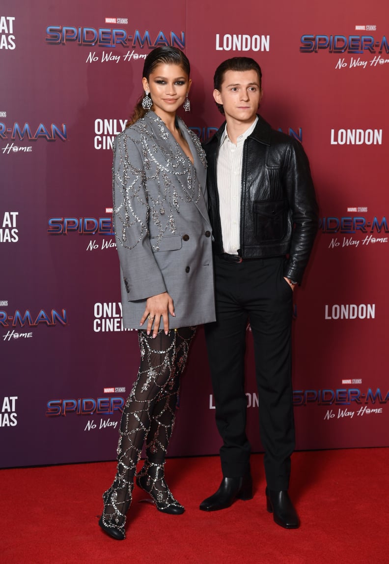 Zendaya and Tom Holland at a "Spider-Man: No Way Home" Photocall in London