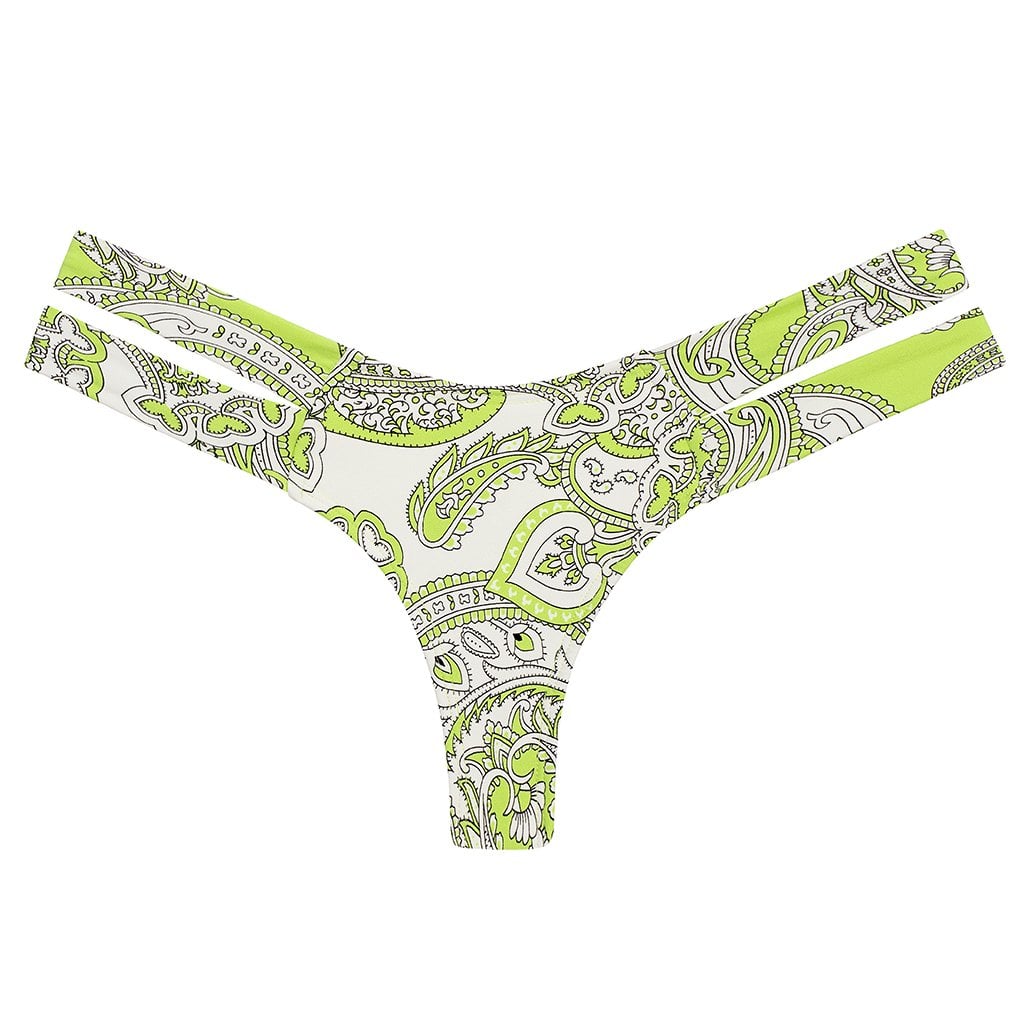 Chartreuse Paisley Euro Bikini Bottom