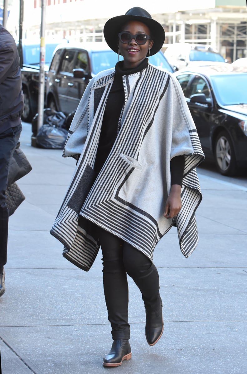 Lupita Nyong'o Wearing a Poncho in New York City | POPSUGAR Latina