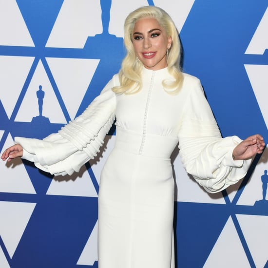 Lady Gaga White Dress at Oscar Nominees Luncheon 2019