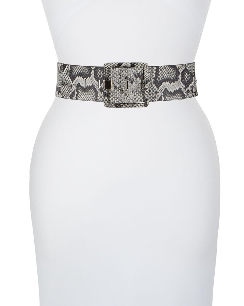 Veronica Beard Cinzia Wide Snake-Print Leather Belt