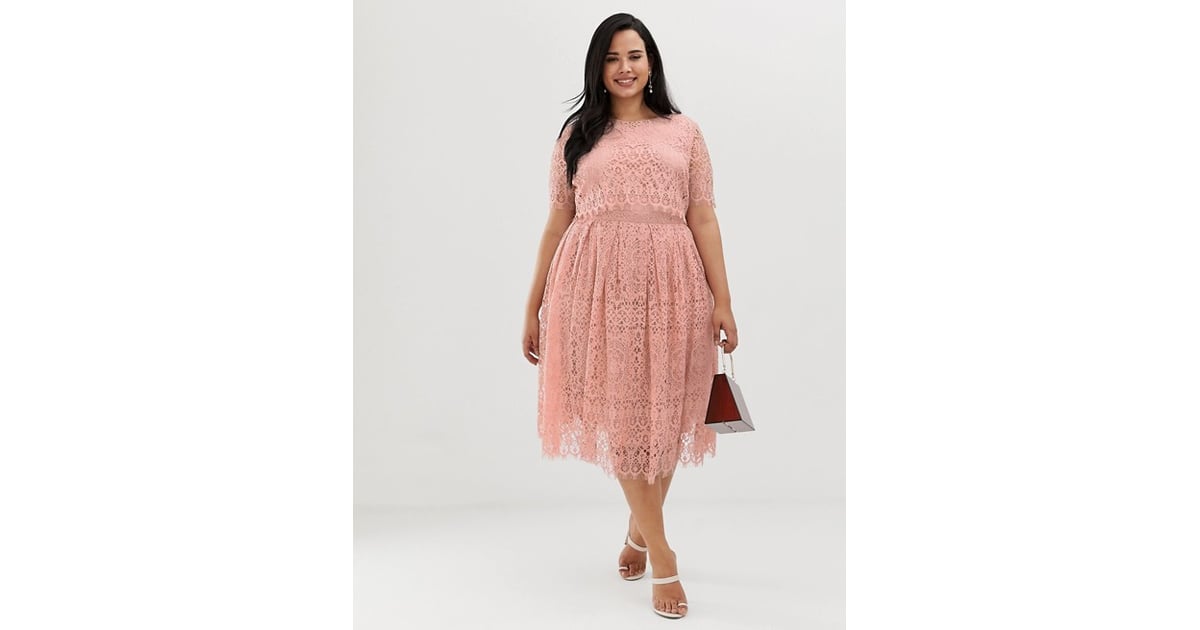 Asos Design Curve Lace Short Sleeve Midi Prom Dress Best Plus Size Prom Dresses 2019