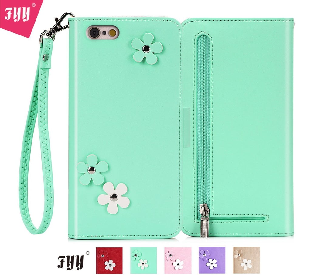 iPhone 6/6S Mint Green Flower Zipper Case ($18, originally $31)