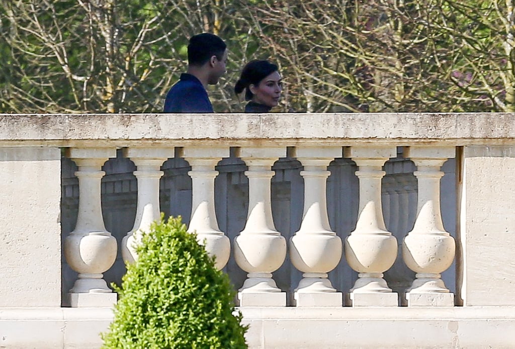 Kim visited Chateau Louis XIV in Louveciennes, France, with Balmain designer Olivier Rousteing.