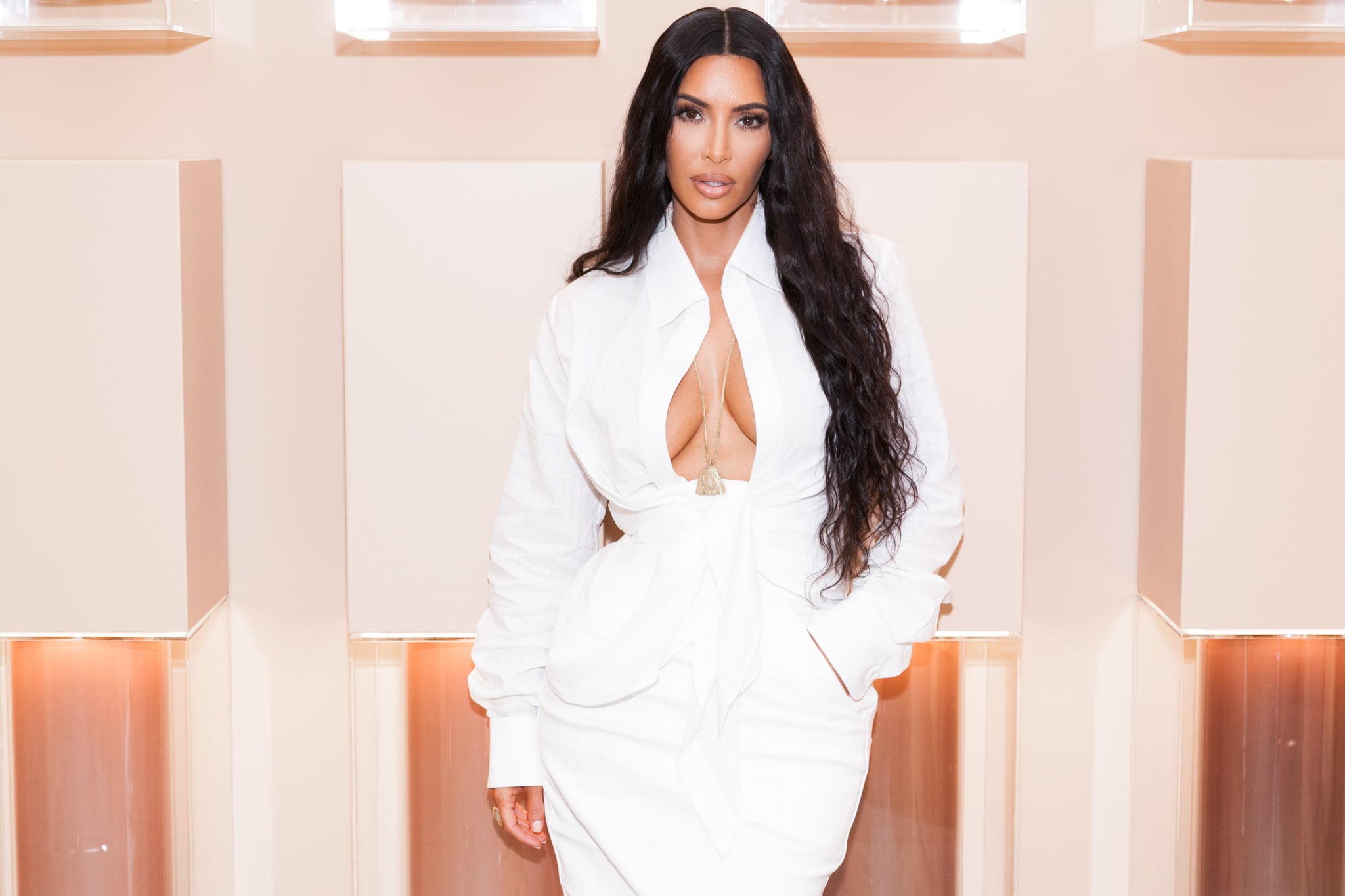 LOS ANGELES, CA - JUNE 18:  Kim Kardashian West at her first-ever KKW Beauty and Fragrance pop-up opening at Westfield Century City in Los Angeles on June 20th, 2018  (Photo by Presley Ann/Getty Images for ABA)