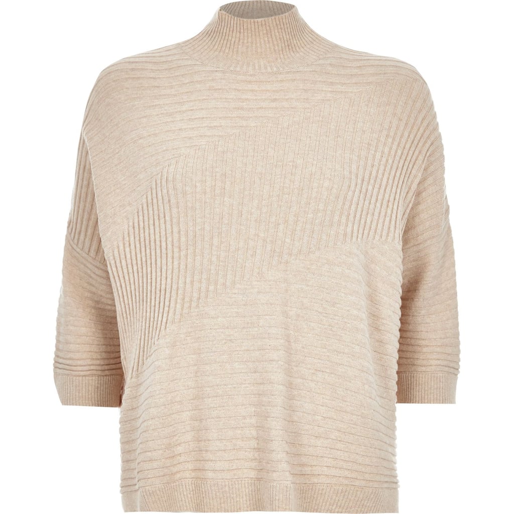 River Island Oatmeal Textured Ribbed High Neck Sweater ($70)