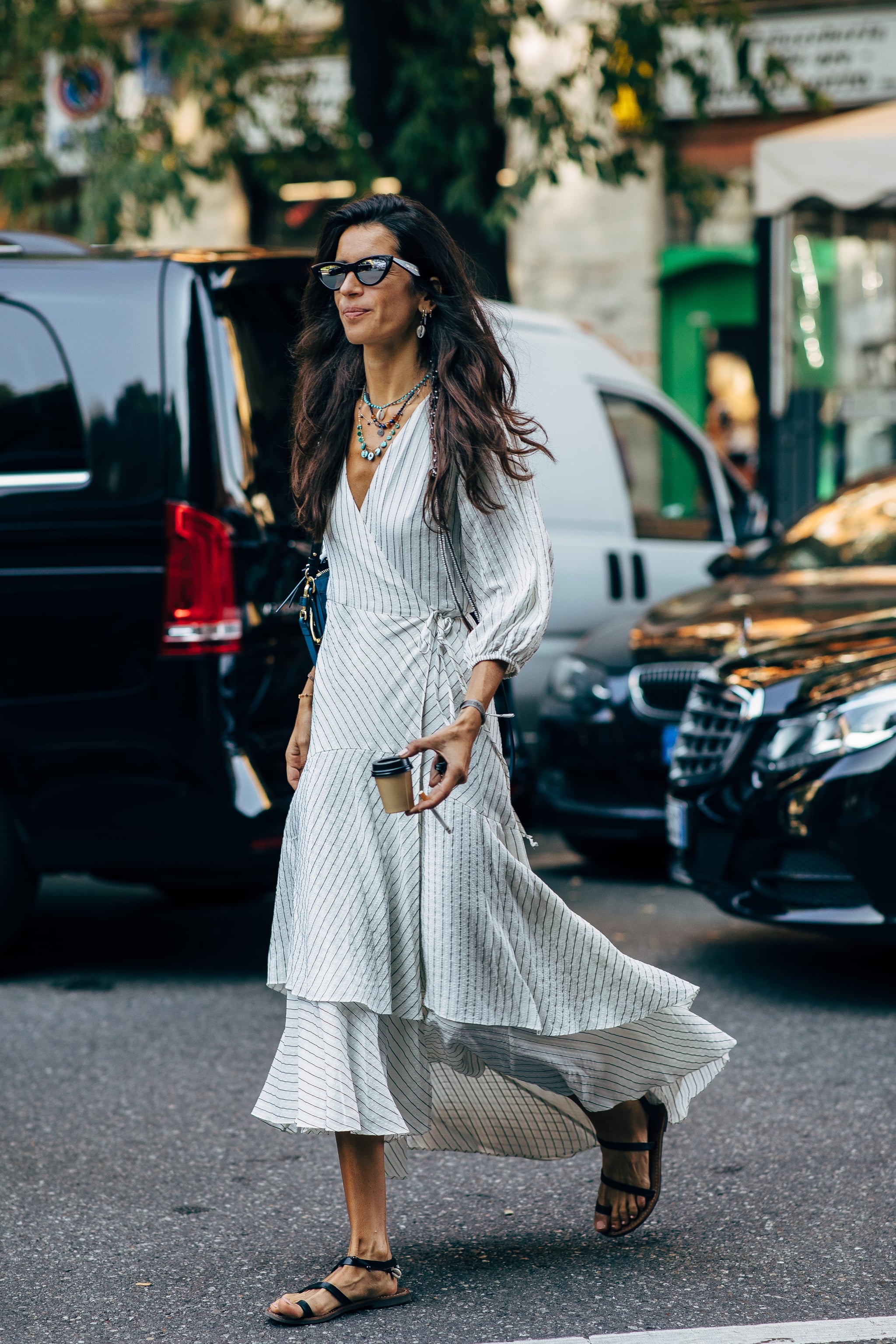 A wrap dress and sandals is an effortless combo that always looks | 64  Casual Outfits You Can Wear Every Day of the Week | POPSUGAR Fashion Photo  24
