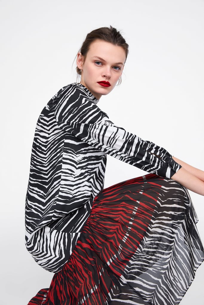 Zara Dress With Animal Print Trim