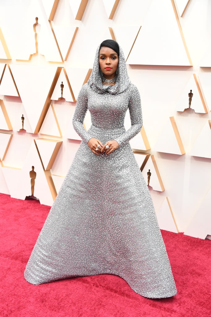 Janelle Monáe Wearing Ralph Lauren at the Oscars 2020 | Janelle Monae  Silver Cape Ralph Lauren Dress at Oscars 2020 | POPSUGAR Fashion UK Photo 2