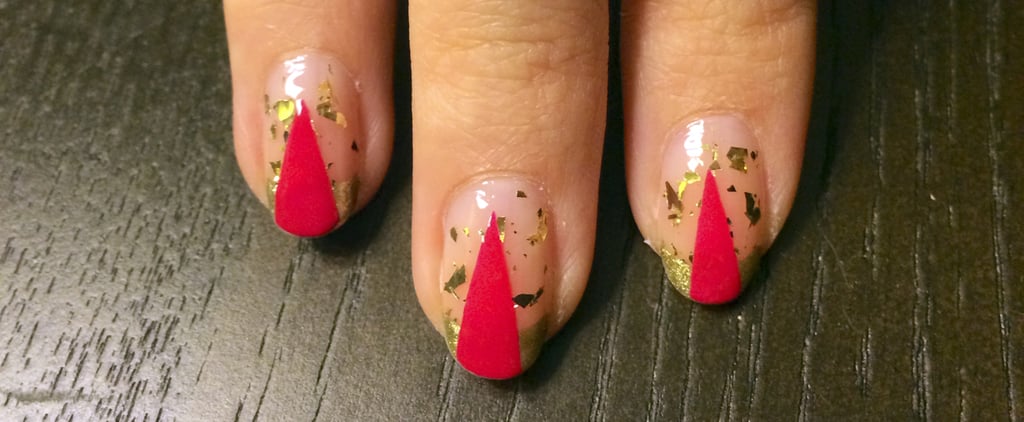 Graphic Gold and Pink Nail Art