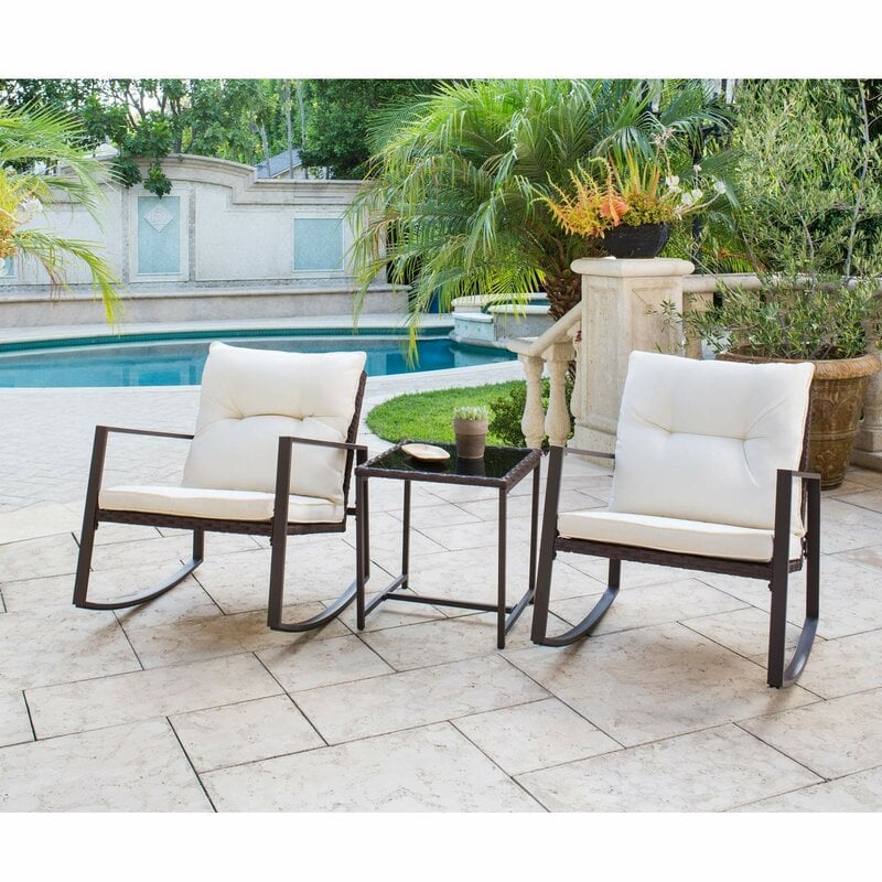 Kinzie Outdoor 3 Piece Bistro Set with Cushions