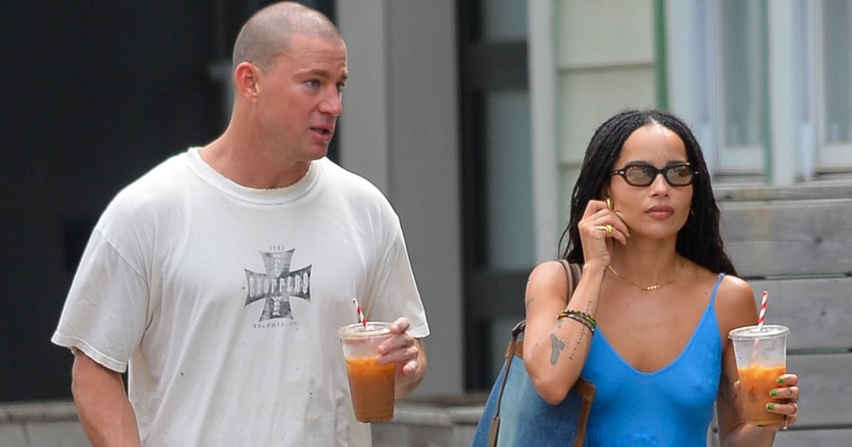 Zoë Kravitz Wears Blue Slip Dress Out With Channing Tatum | POPSUGAR ...