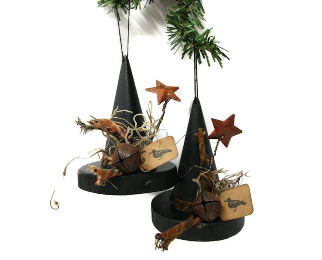 Wooden Witch-Hat Ornament