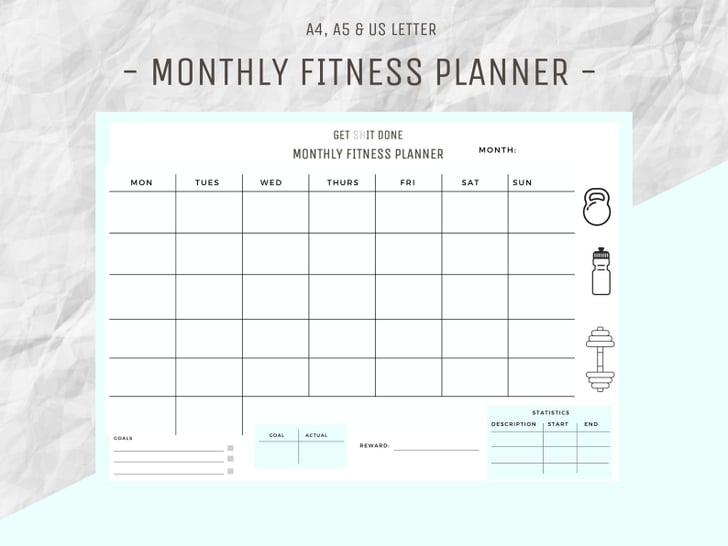 Monthly Fitness Printable Planner 10 Printable Workout Calendars to
