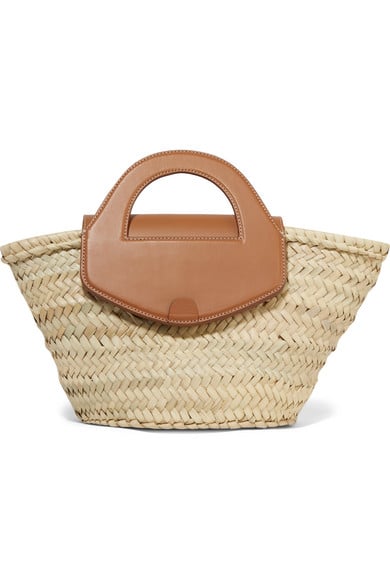 Hereu x Net Sustain Alqueria Leather-Trimmed Woven Straw Tote