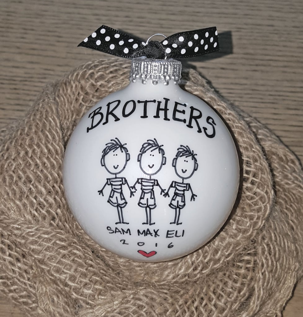 Hand-Drawn Siblings Ornaments