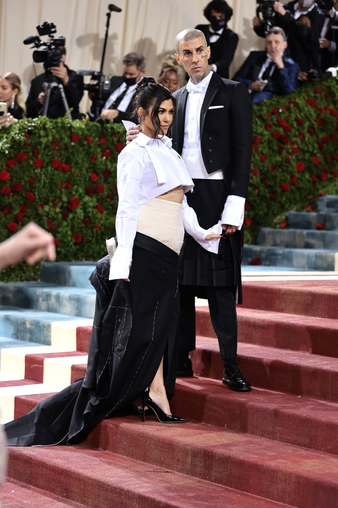 Kourtney Kardashian and Travis Barker in Thom Browne at the 2022 Met Gala