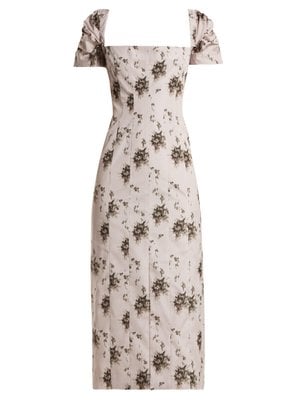 Brock Collection Odilia Floral-Print Paneled Midi Dress