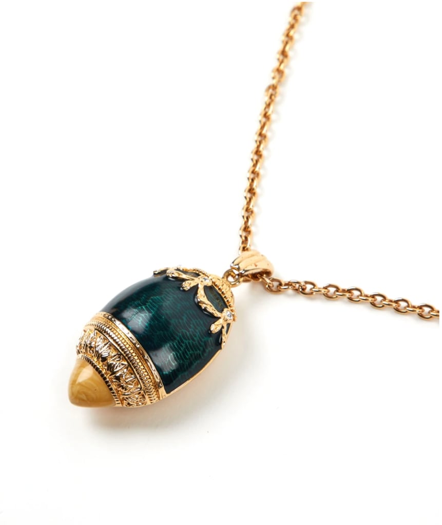 Fabergé Green and Gold Plated Egg Locket Necklace