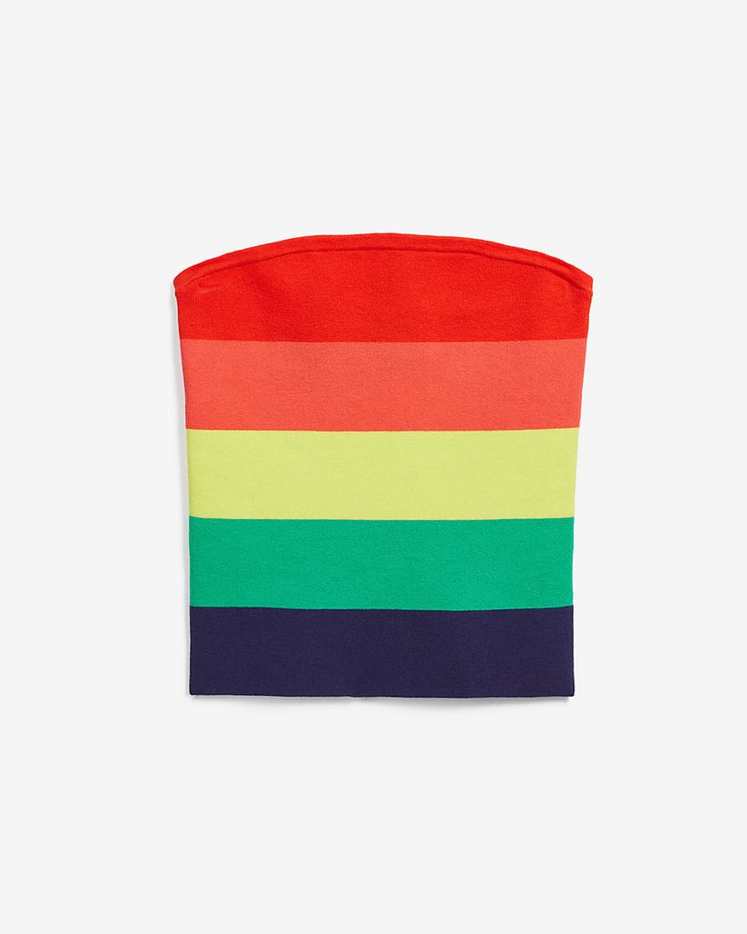 Express Love Unites Striped Rainbow Sweater Tube Top