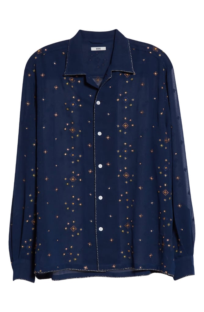 Bode Star Cross Stitch Button-Up Shirt