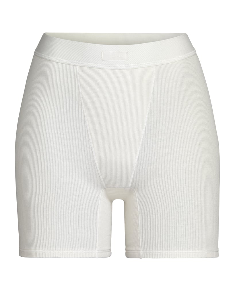 Skims Cotton Ribbed Boxer in Bone