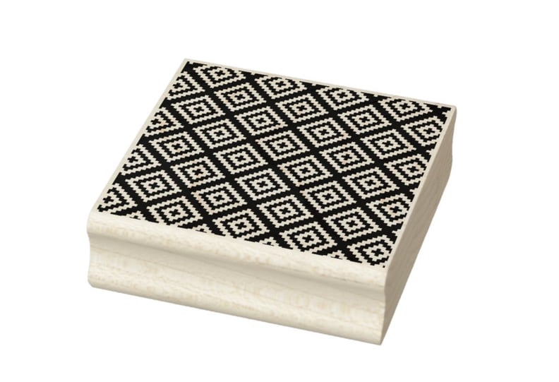 Black and White Geometrical Tribal Pattern Rubber Stamp