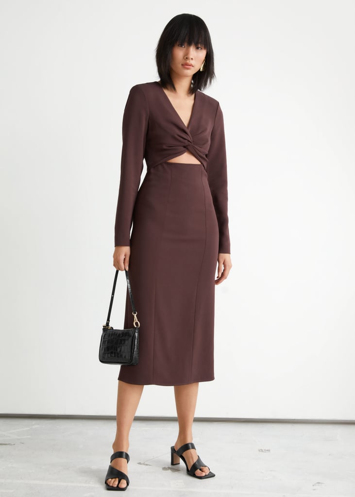& Other Stories Side Slit Cut Out Midi Dress