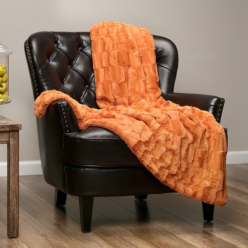 Faux Fur Elegant Rectangular Embossed Throw Blanket