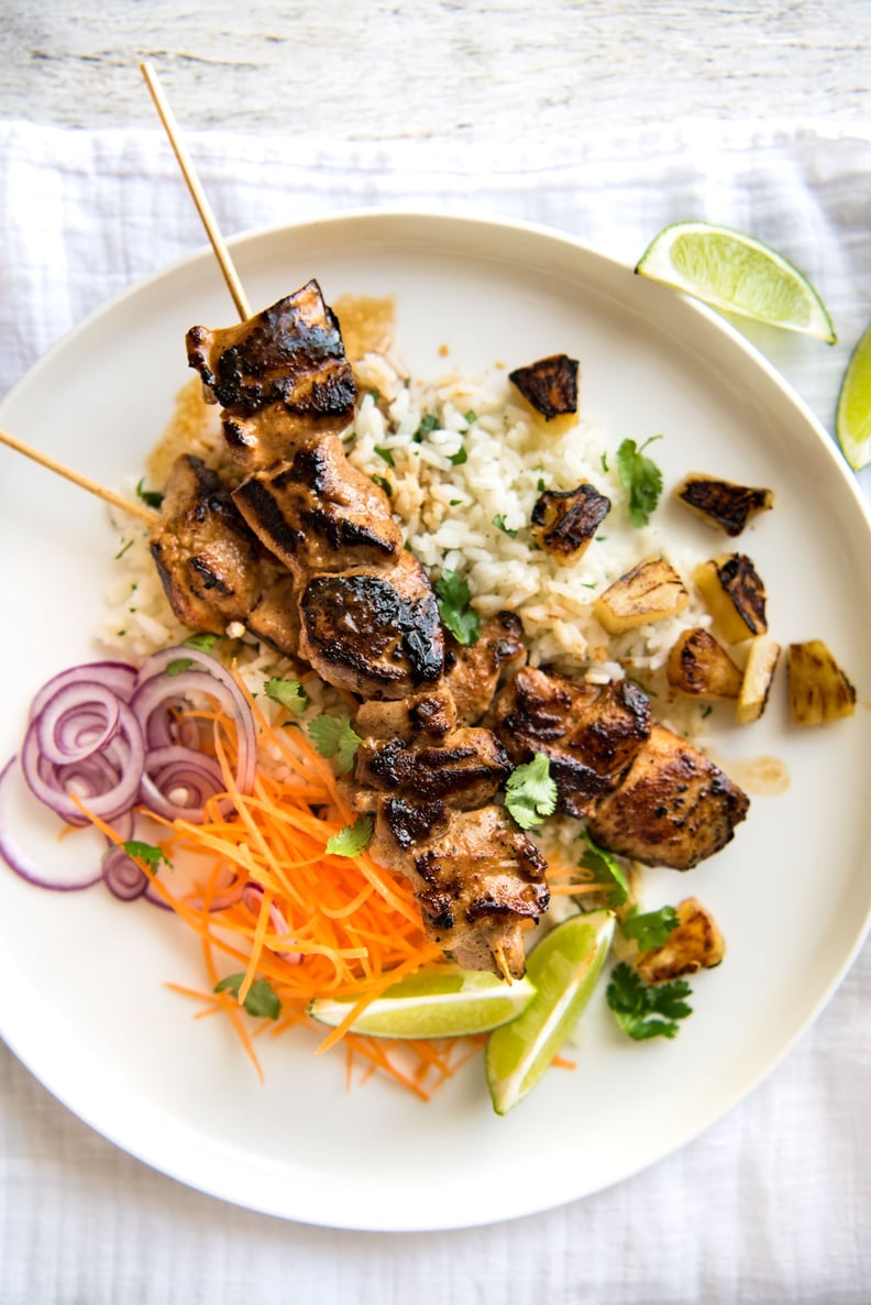 Hawaiian Pineapple Coconut Chicken Skewers