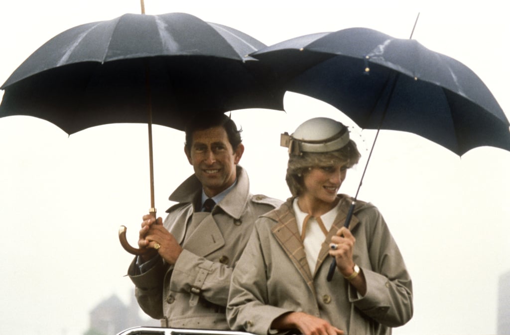 The royals matched in coats and umbrellas on their Canadian royal tour in 1983.