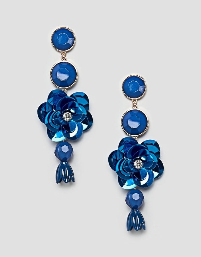 ASOS Stone and Sequin Flower Drop Earrings