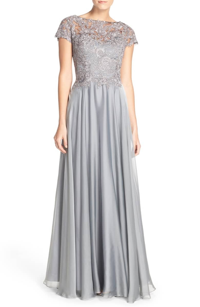 La Femme Embellished Lace & Satin Ballgown