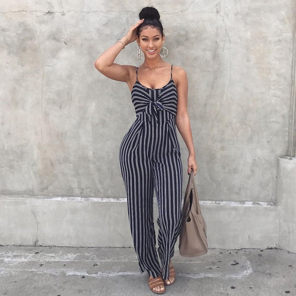 89Look  Strappy Striped Playsuit