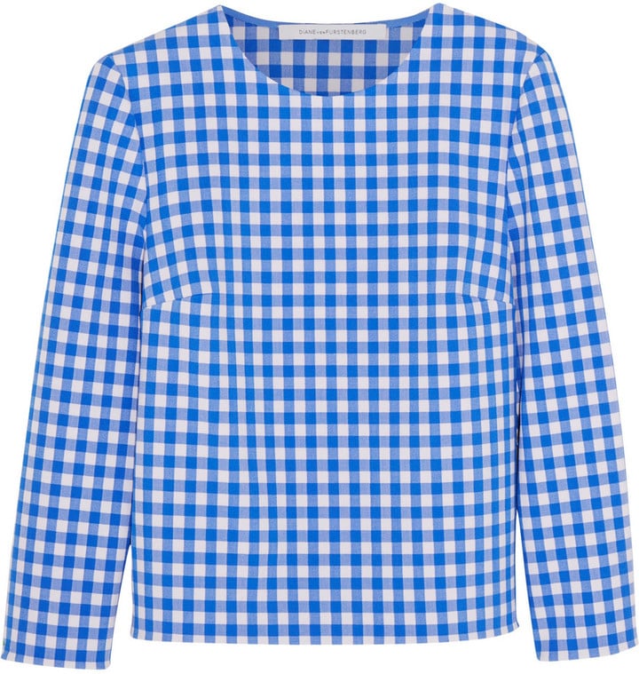 Diane von Furstenberg Giselle Gingham Stretch-Crepe Top ($300)