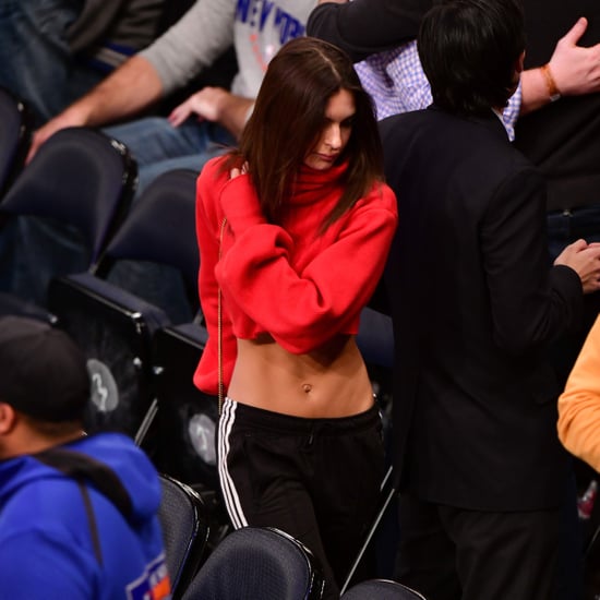 Emily Ratajkowski Red Turtleneck and Track Pants