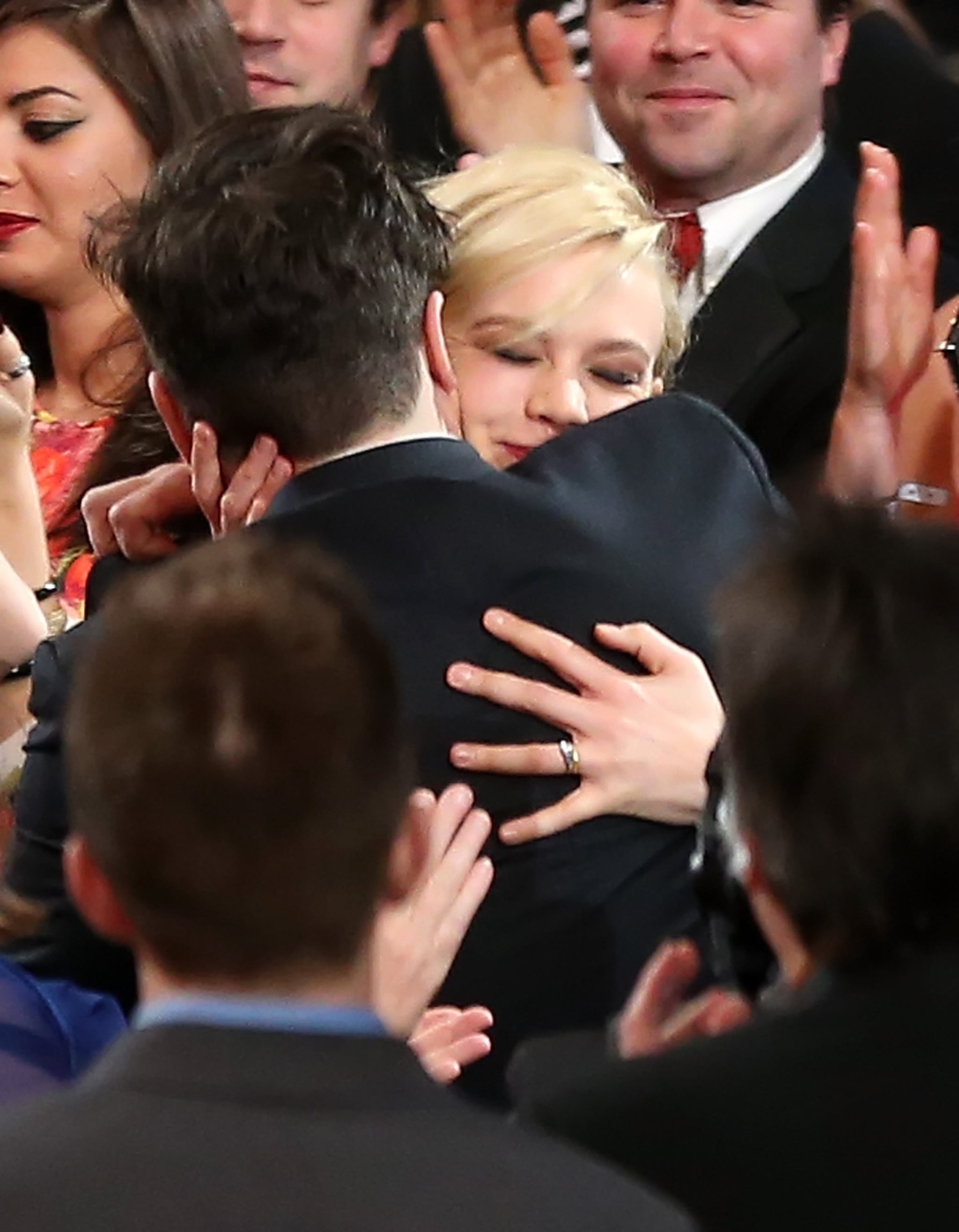 Carey Mulligan hugged her husband, Marcus Mumford, after his big win | ALL the Grammys Red ...