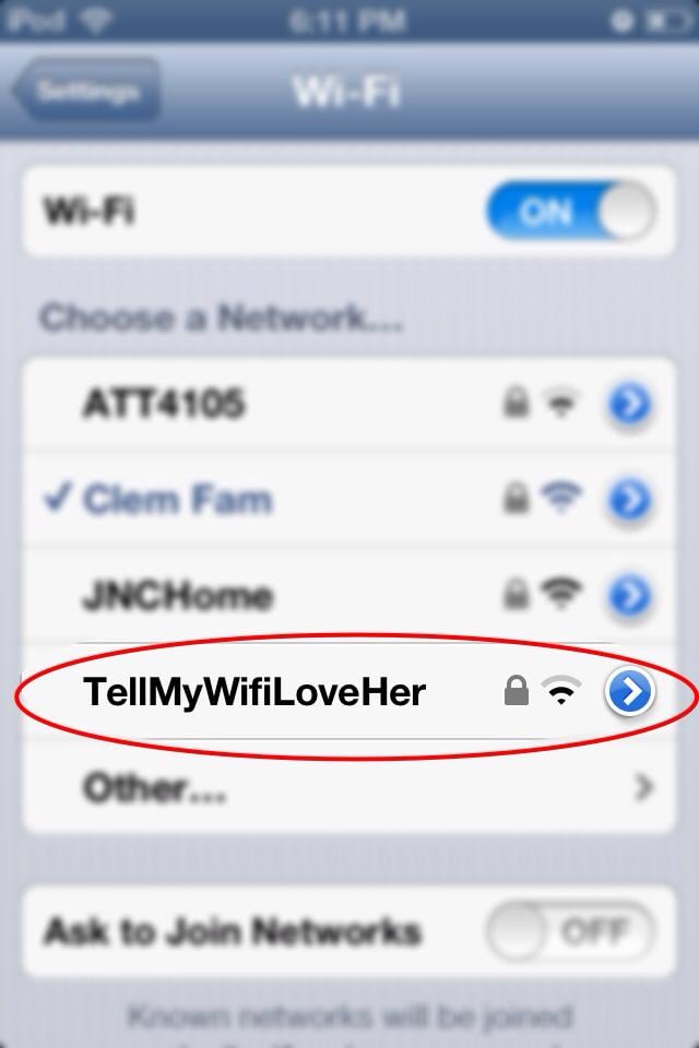 "Girlfriend found this while reconnecting to her WiFi ."
Source: Reddit user gingerianfalcon via Imgur