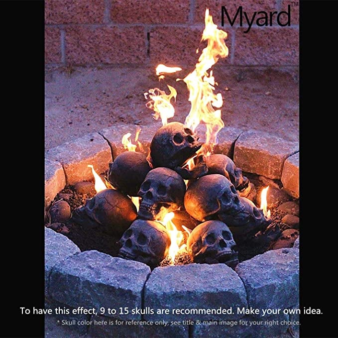 Myard Fireproof Imitated Human Fire Pit Skull Gas Log
