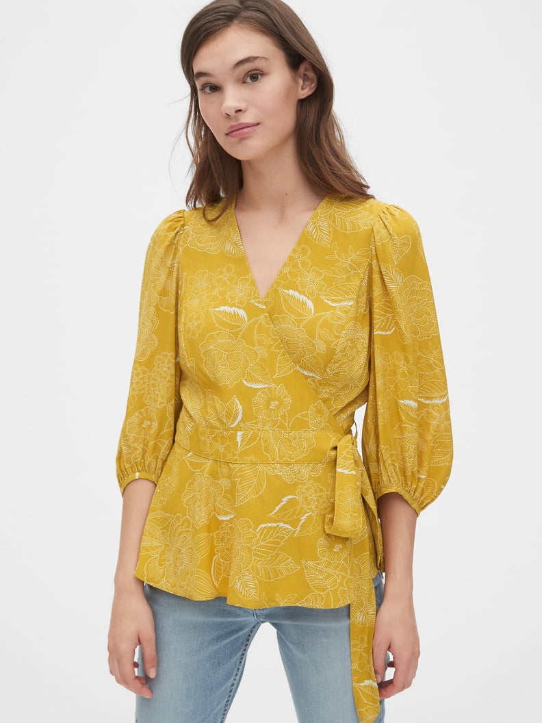 Gap Print Wrap Blouse