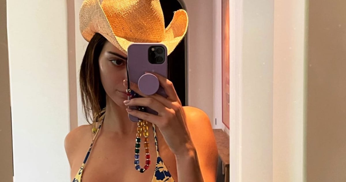 Kendall Jenner Wears a Hibiscus Print Bikini and Confirms the News: Body Chains Are Back