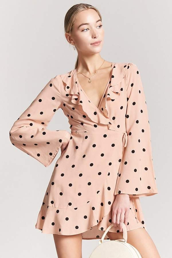 Forever 21 Polka-Dot Ruffle Wrap Dress