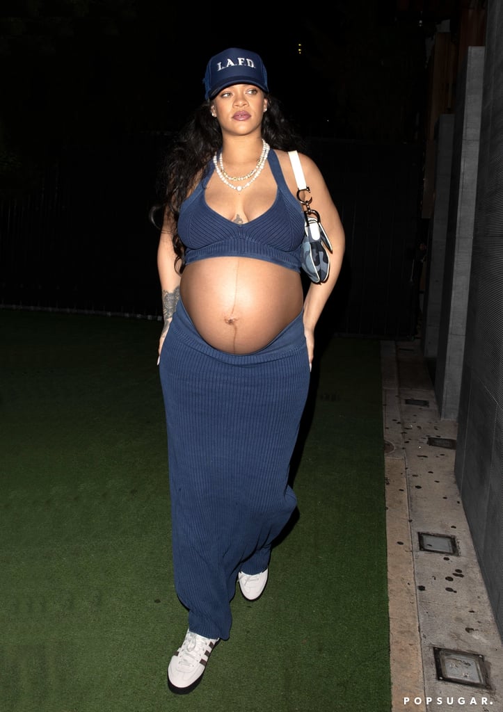 Rihanna Rocks a Bump-Baring Alaïa Crop Top and Pants Set