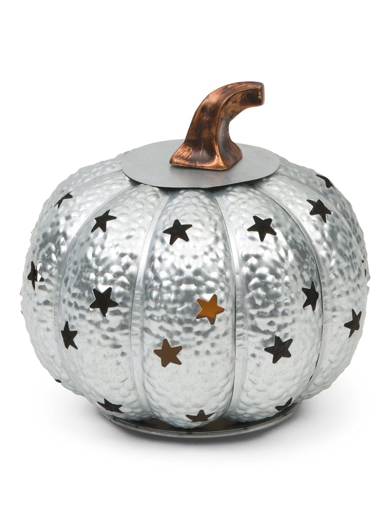 Galvanized Pumpkin With LED Candle Holder