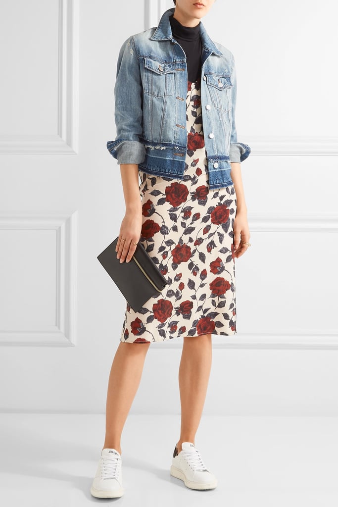 Shop a denim jacket with a few extra details, like the J Brand Deena Distressed Denim Jacket — Mid Denim ($250).