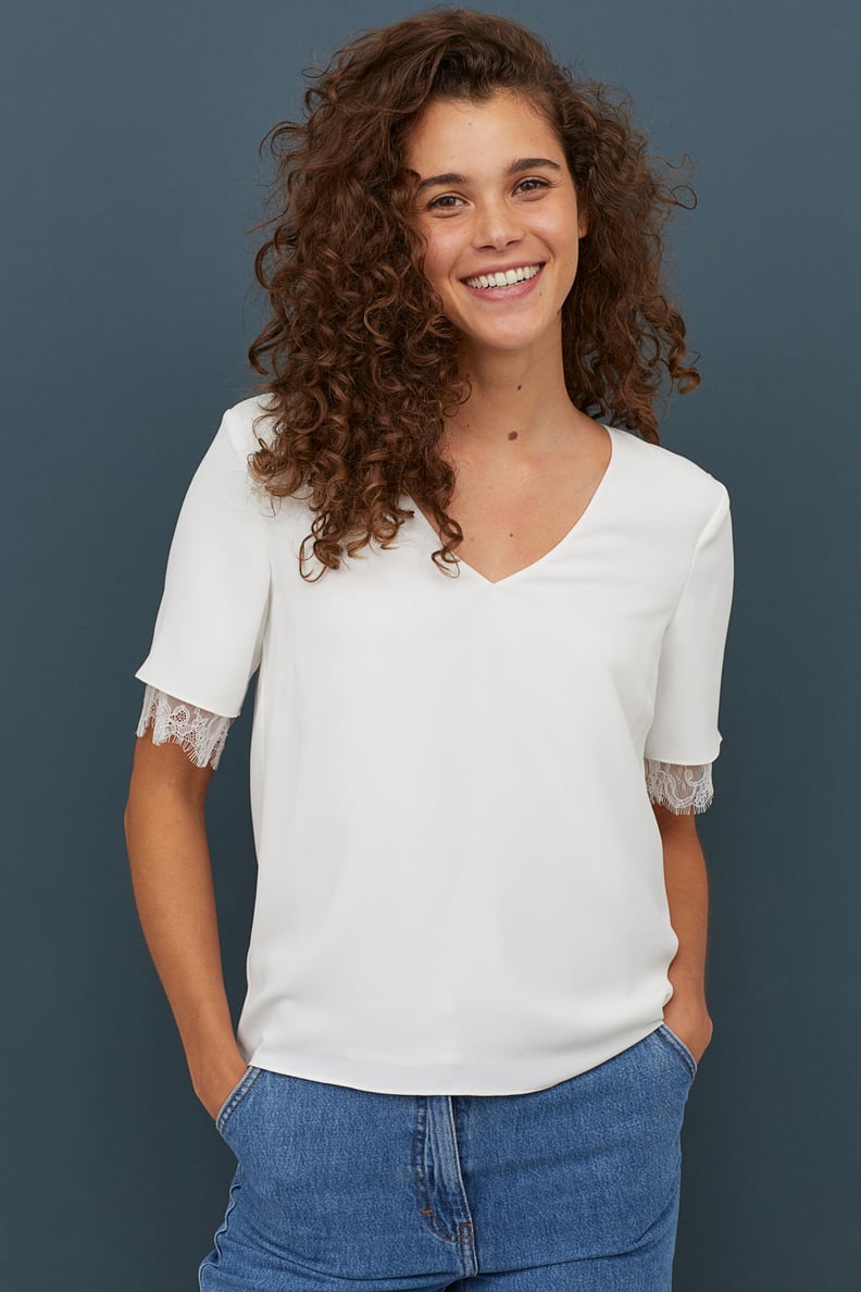 H&M V-neck Blouse With Lace