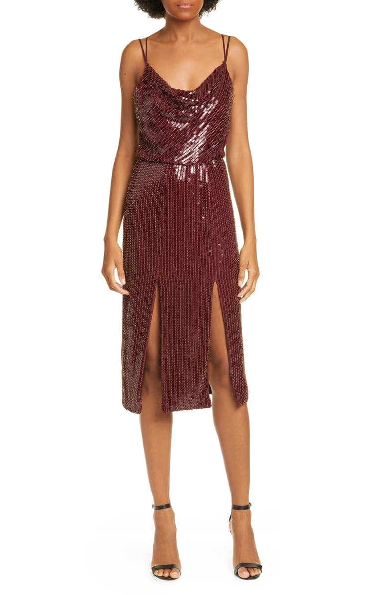 Haney Elise Sequin Blouson Cocktail Dress