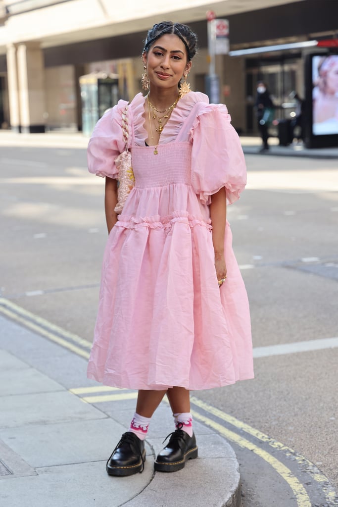 Pretty pink gets toughened up with a pair of brogues.