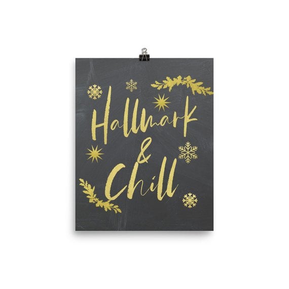 Hallmark & Chill Black and Gold Christmas Print